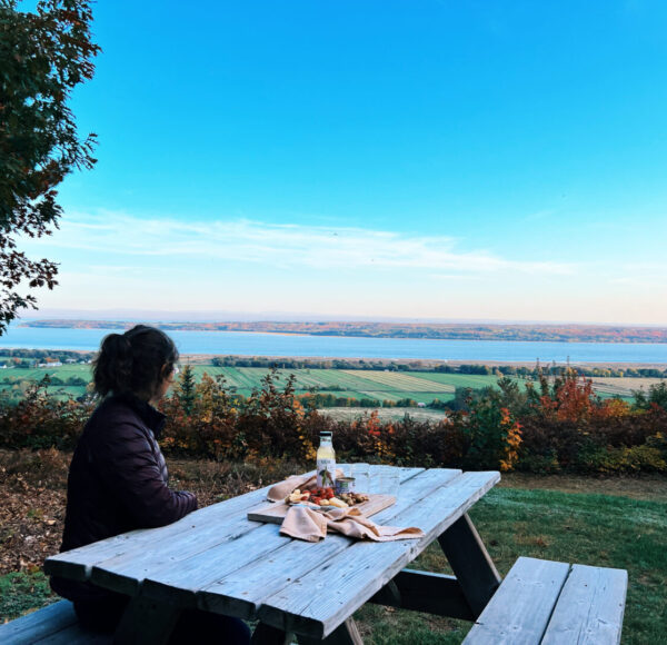 A food stop overlooking the St. Lawrence River and the Côte-de-Beaupré